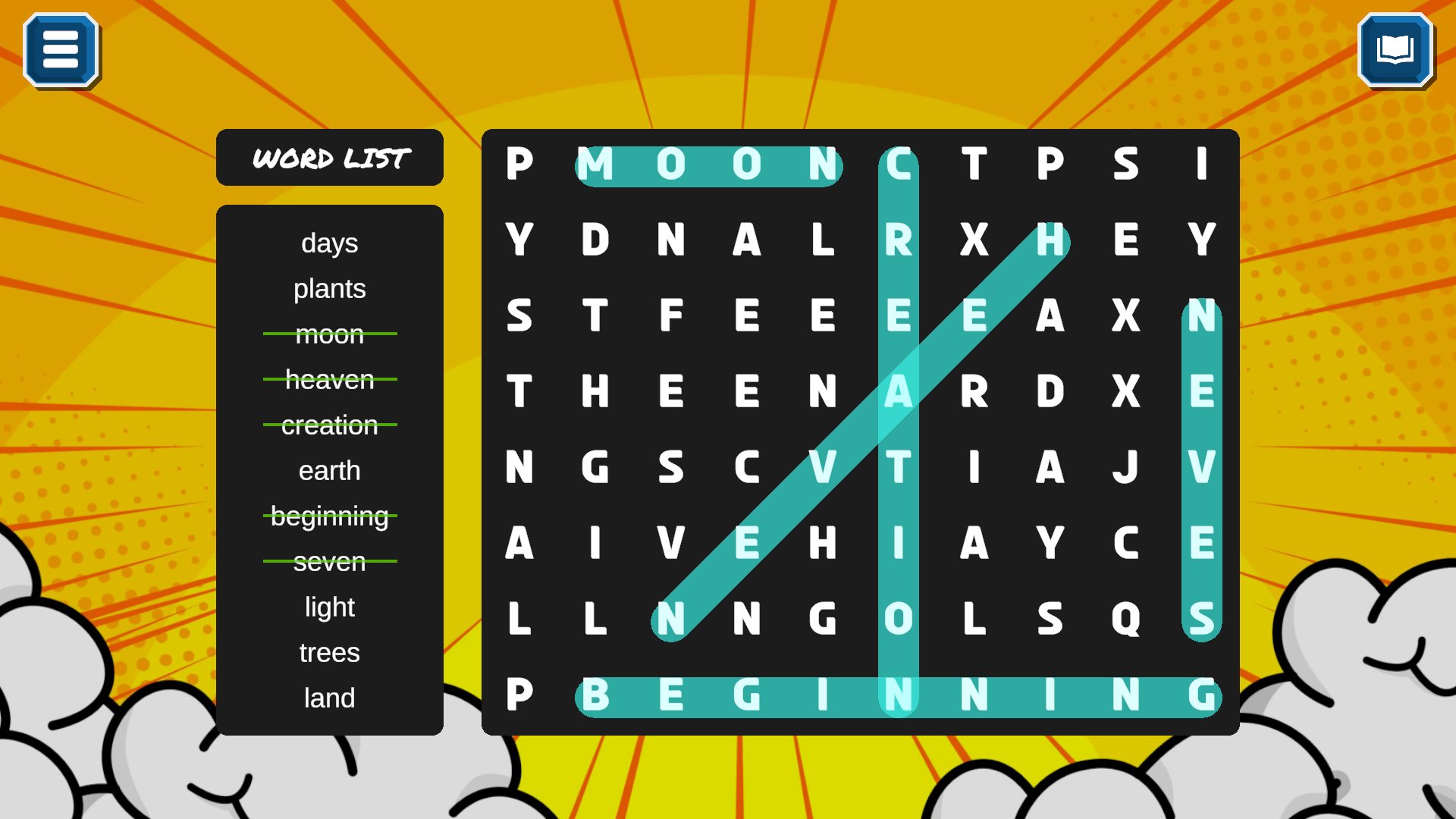 A word search using words from the creation story.